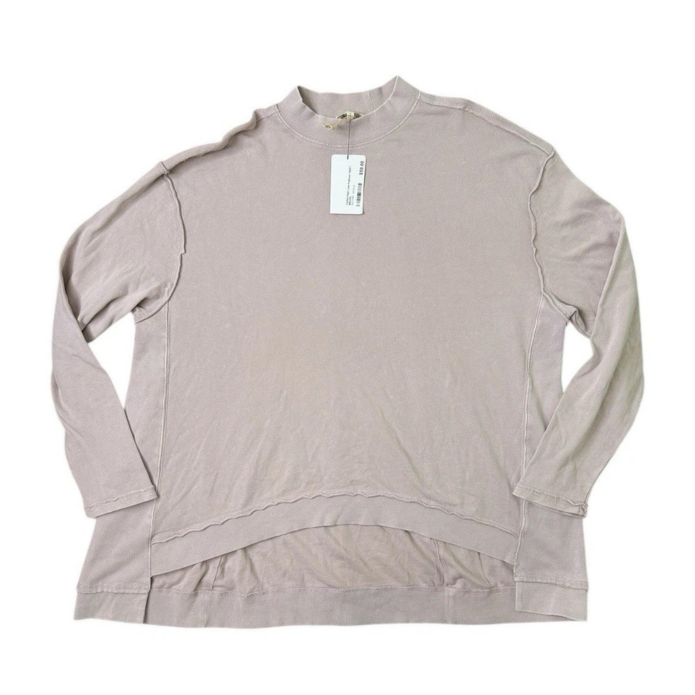 Easel LA Oversized Sweatshirt‎ Medium NWT Pink Lagenlook Slouchy Boho Raw Hem